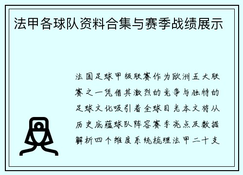 法甲各球队资料合集与赛季战绩展示